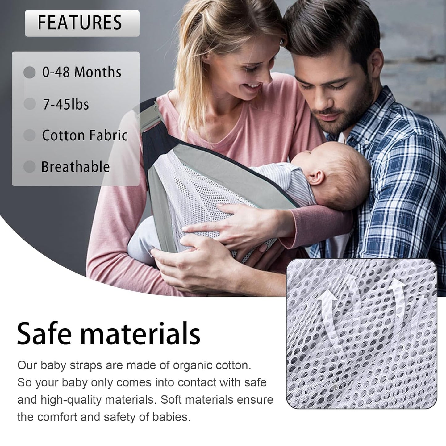 Ergonomic One-Shoulder Baby Carrier – Labor-Saving, Breathable Cotton & Polyester Sling for 0–3 Years