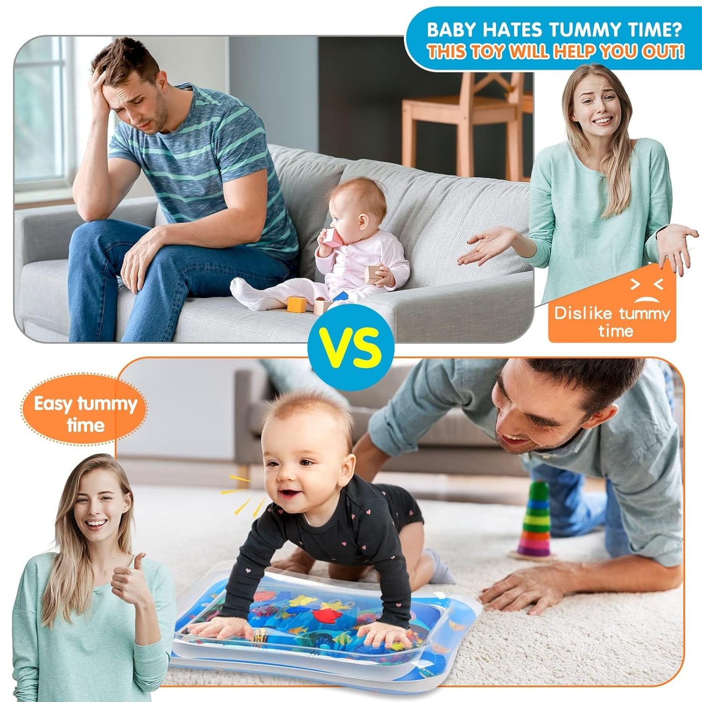 Infinno Inflatable Tummy Time Water Play Mat – Premium Sensory Toy for Infants & Toddlers (3–24 Months)