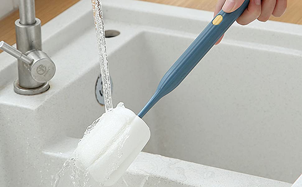 Long Handle Cup Cleaner Brush – Pack of 2 | Sponge Bottle Cleaning Brushes