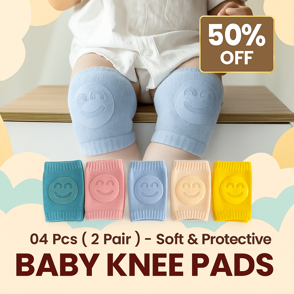 04 Pcs (2 Pairs) – Soft & Protective Baby Knee Pads – Cushioned Support for Crawling Infants & Active Toddlers (Random Color)