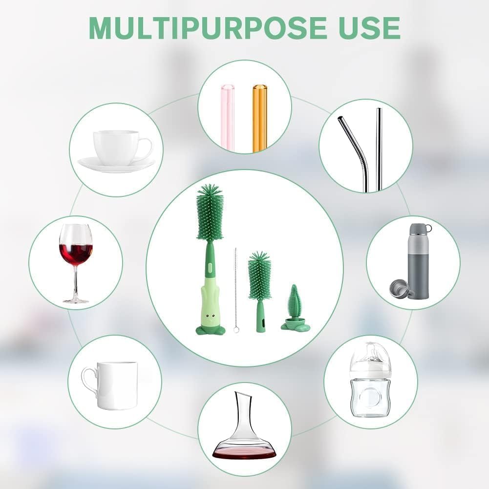 3-in-1 Silicone Baby Bottle Cleaning Set – BPA-Free Brushes for Bottles, Nipples & Straws