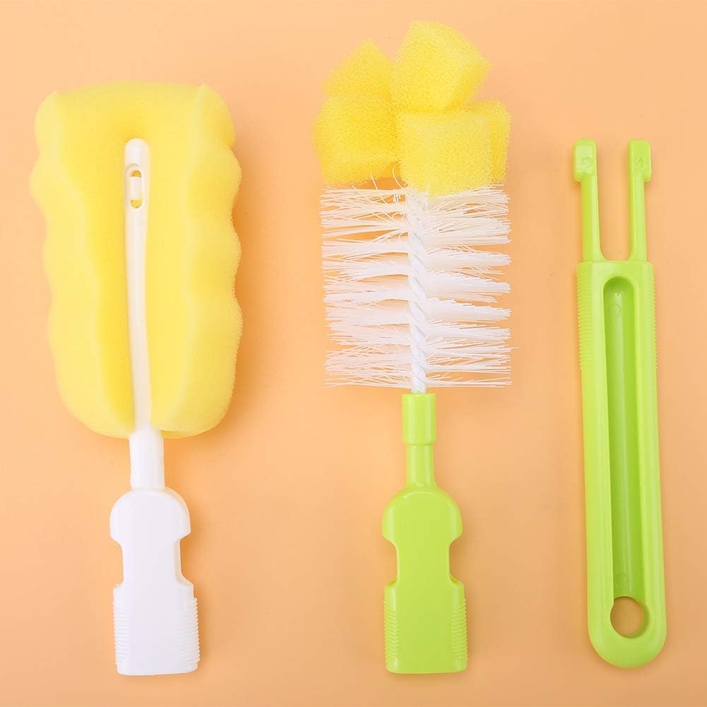 4-in-1 Baby Bottle & Teat Brush Set with Changeable Heads – Brushes for Bottles, Nipples, Straws & Pacifiers – BPA-Free & Gentle Cleaning