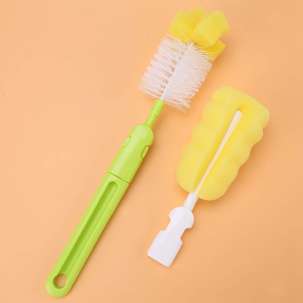 4-in-1 Baby Bottle & Teat Brush Set with Changeable Heads – Brushes for Bottles, Nipples, Straws & Pacifiers – BPA-Free & Gentle Cleaning