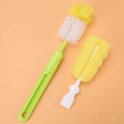 4-in-1 Baby Bottle & Teat Brush Set with Changeable Heads – Brushes for Bottles, Nipples, Straws & Pacifiers – BPA-Free & Gentle Cleaning