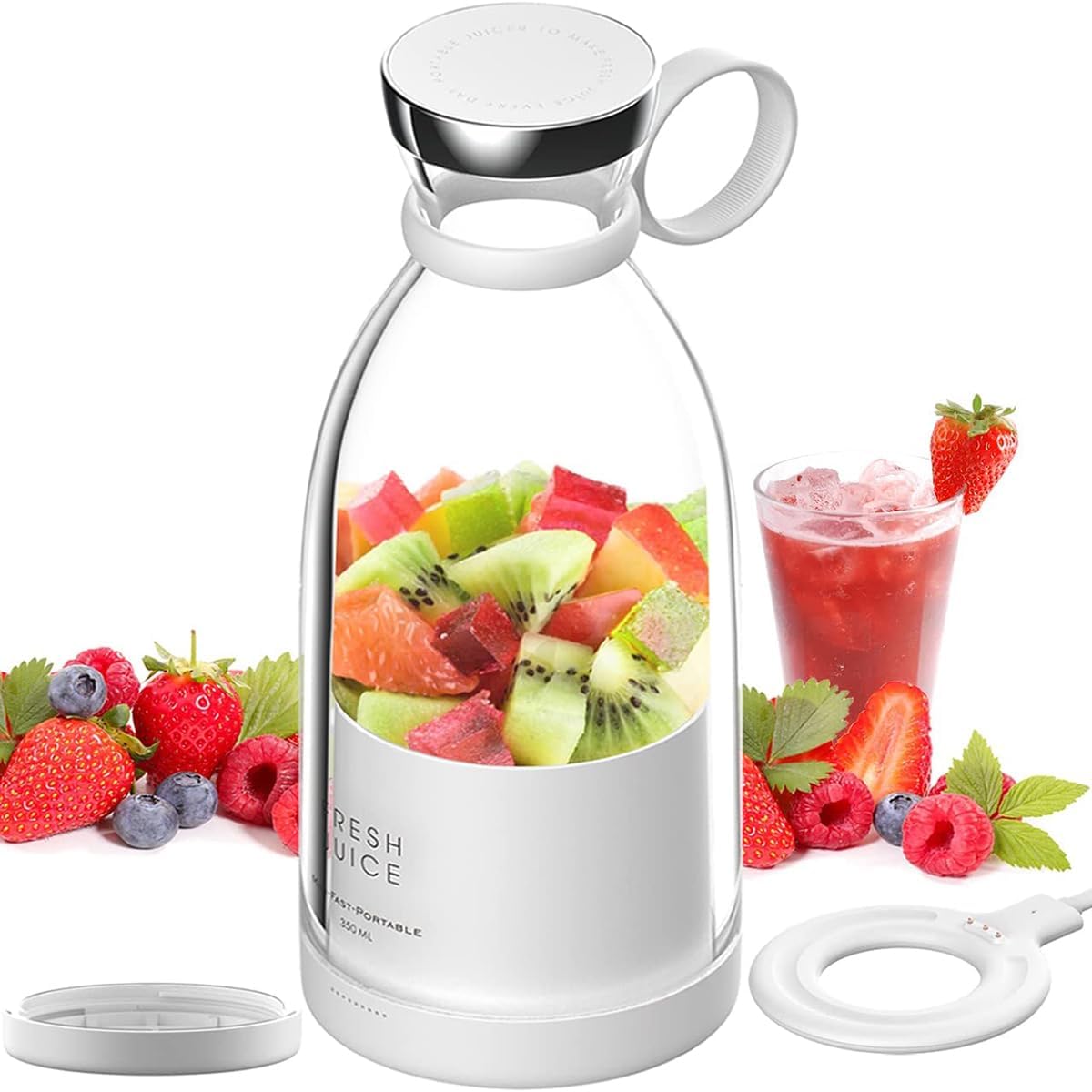 Fresh Juice Portable Blender – 350ml Wireless Juicer for Smoothies, Milkshakes, and Fresh Juices