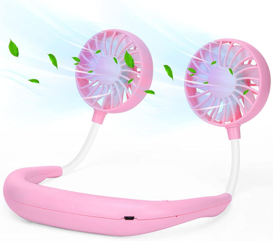 Sports Summer Neck Fan | Dual Head | USB Rechargeable | Hands-Free Cooling