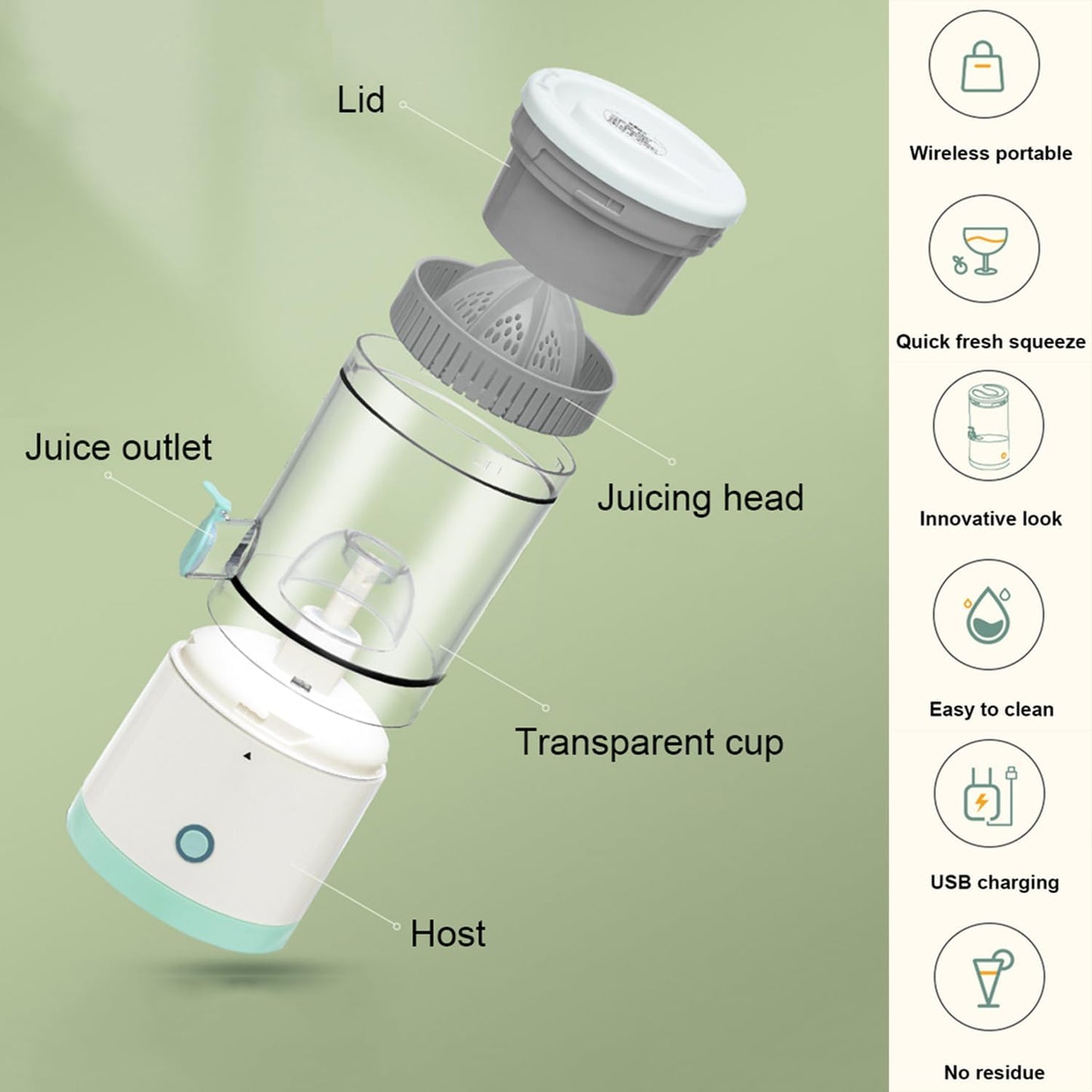 Portable Electric Citrus Juicer & Juice Extractor