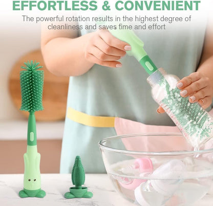 3-in-1 Silicone Baby Bottle Cleaning Set – BPA-Free Brushes for Bottles, Nipples & Straws