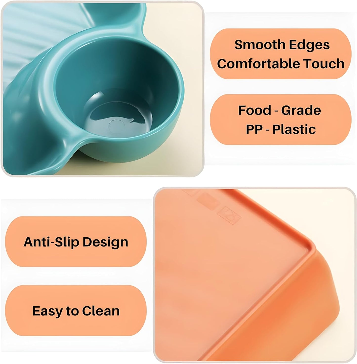 Kids 4-Piece Colorful Serving Platter Set – BPA-Free Snack, Sushi, Appetizer & Dessert Plates with Built-In Dipping Bowls