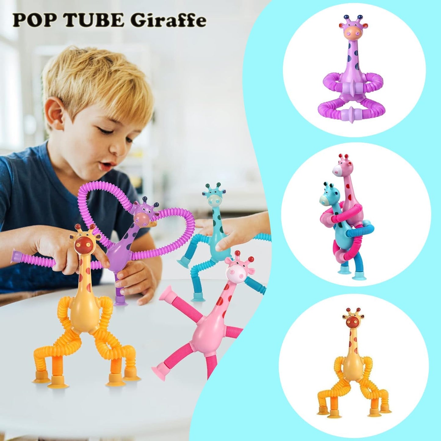 2 Pcs Telescopic Suction Cup Giraffe Toys