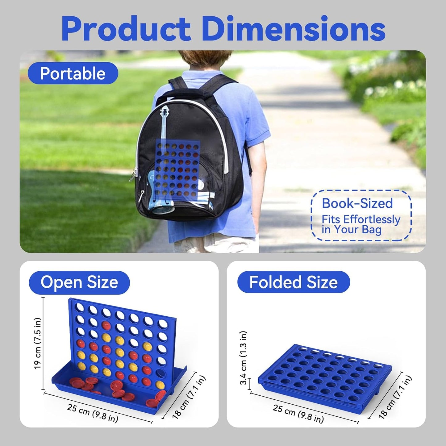 4 IN a ROW Board Game for Kids & Family | Classic Strategy Game | Travel-Friendly Indoor & Outdoor Toy (Random Color)