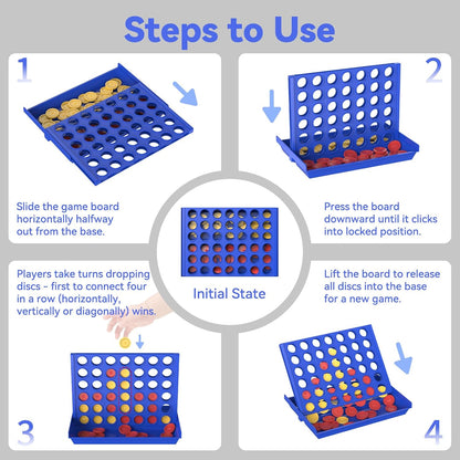 4 IN a ROW Board Game for Kids & Family | Classic Strategy Game | Travel-Friendly Indoor & Outdoor Toy (Random Color)