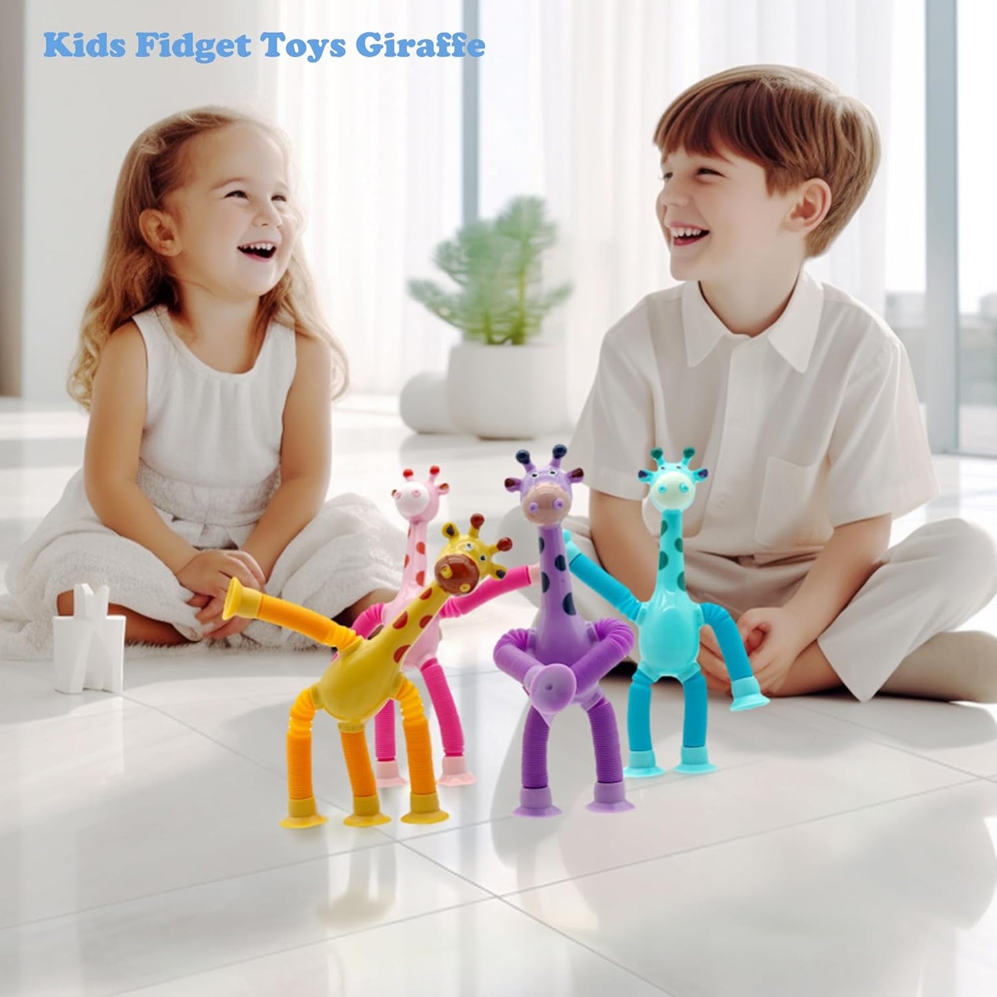 2 Pcs Telescopic Suction Cup Giraffe Toys
