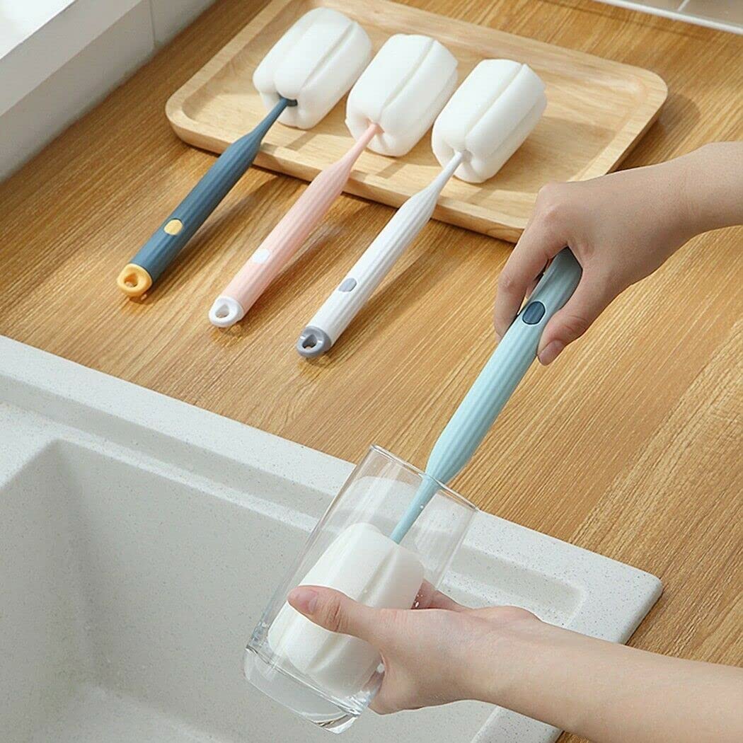 Long Handle Cup Cleaner Brush – Pack of 2 | Sponge Bottle Cleaning Brushes