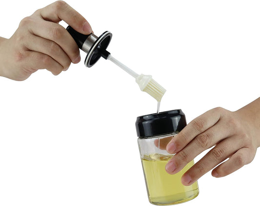 Oil Bottle with Silicone Brush for Cooking & BBQ