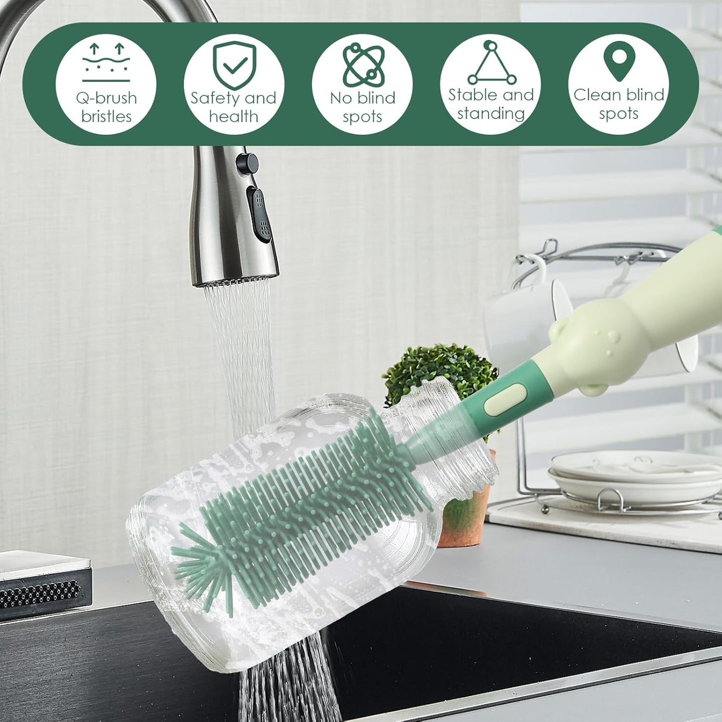 3-in-1 Silicone Baby Bottle Cleaning Set – BPA-Free Brushes for Bottles, Nipples & Straws