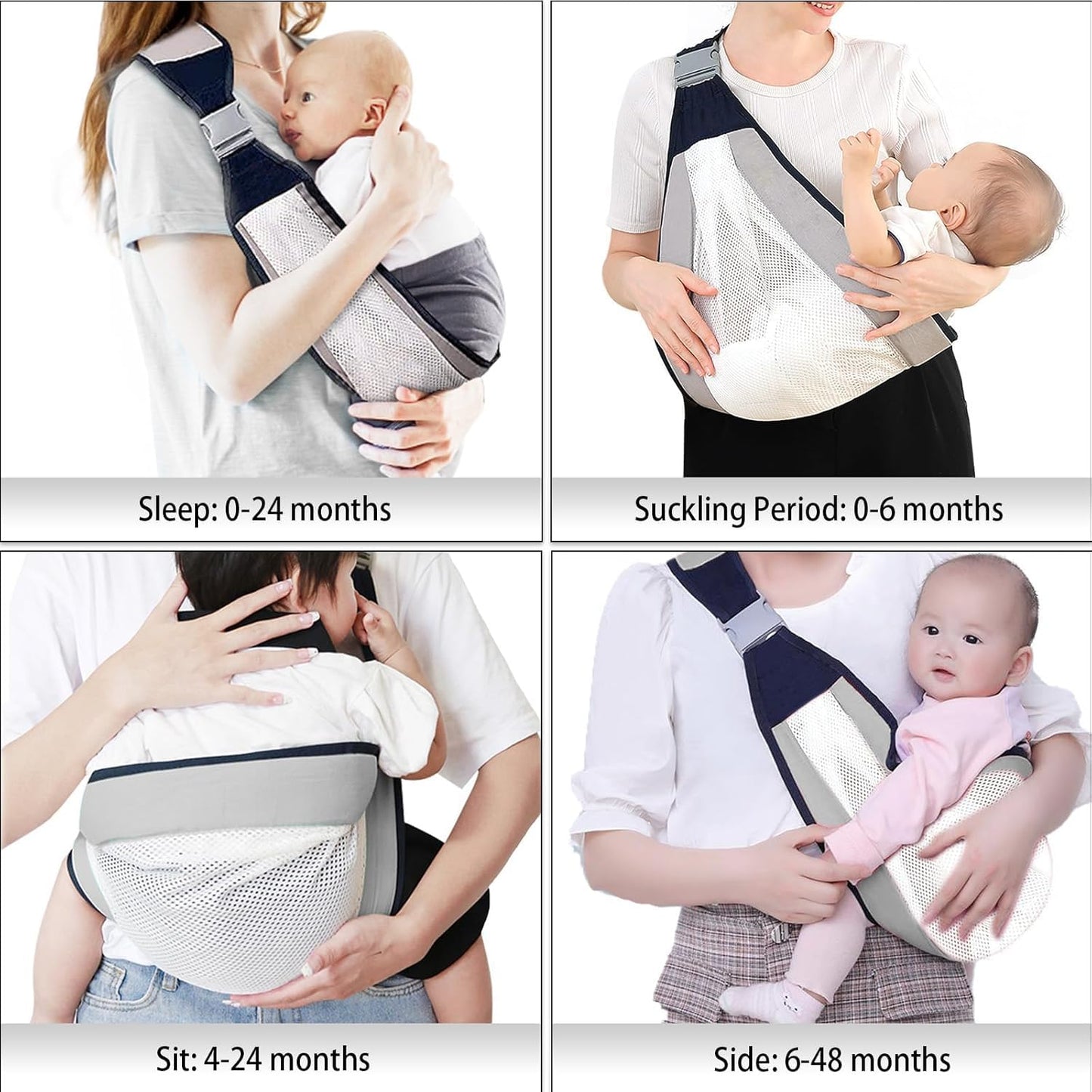Ergonomic One-Shoulder Baby Carrier – Labor-Saving, Breathable Cotton & Polyester Sling for 0–3 Years