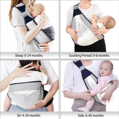 Ergonomic One-Shoulder Baby Carrier – Labor-Saving, Breathable Cotton & Polyester Sling for 0–3 Years