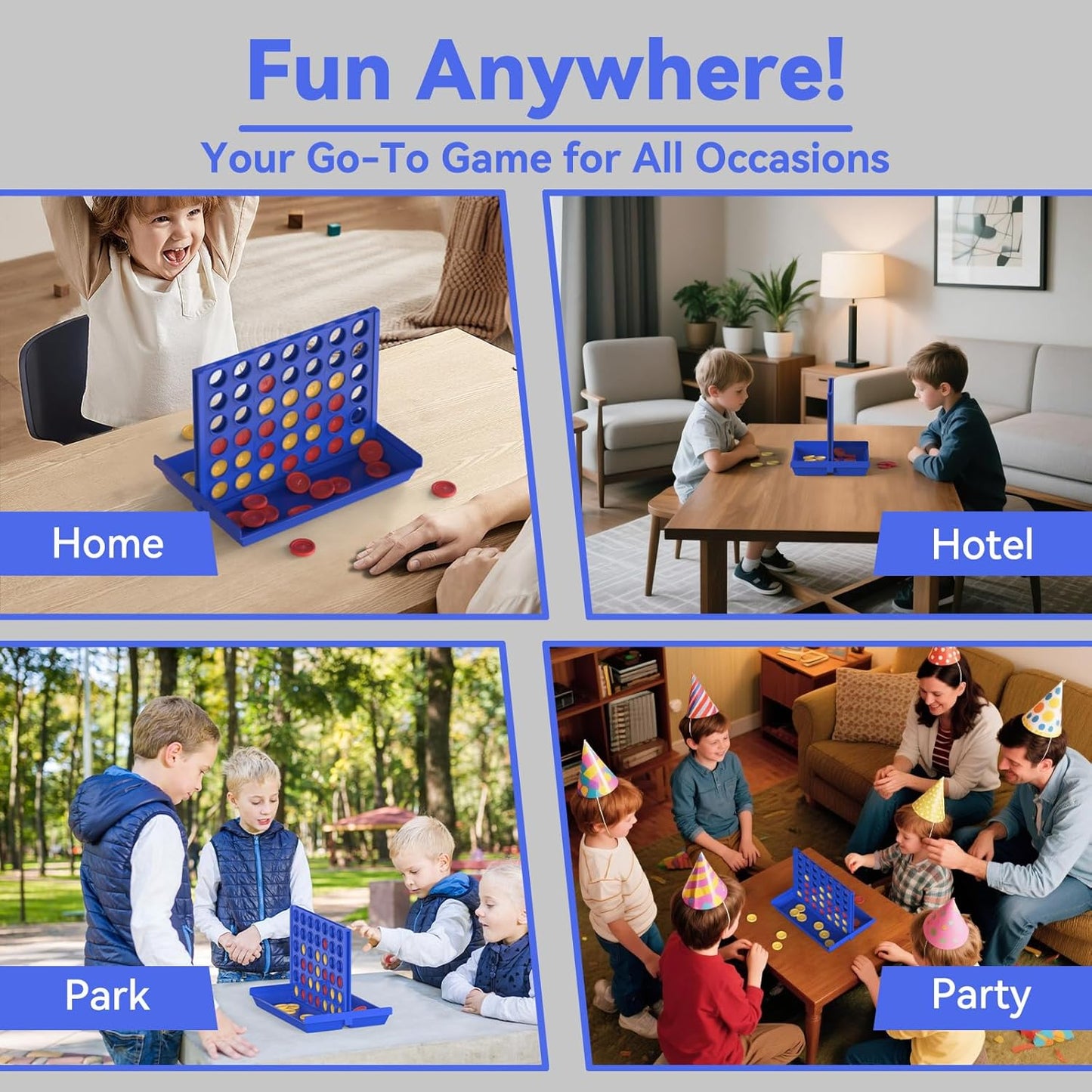 4 IN a ROW Board Game for Kids & Family | Classic Strategy Game | Travel-Friendly Indoor & Outdoor Toy (Random Color)