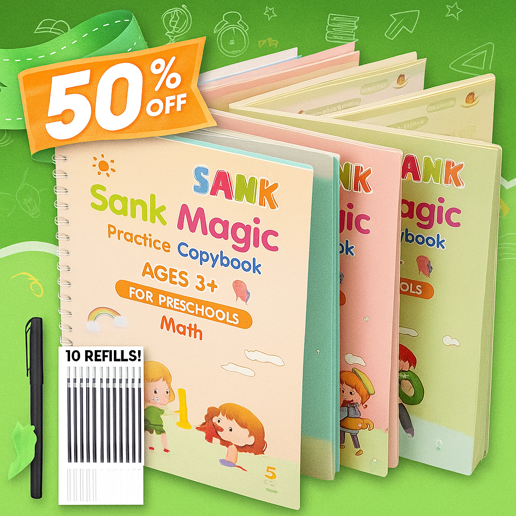 Sank Magic Practice Book Set – 4 Books + Magic Pen & 5 Refills