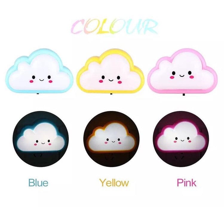 Smiley Cloud Plug-In LED Night Light | Soft Warm Glow Baby Lamp | Kids Night Light for Bedroom & Nursery (Random Color)