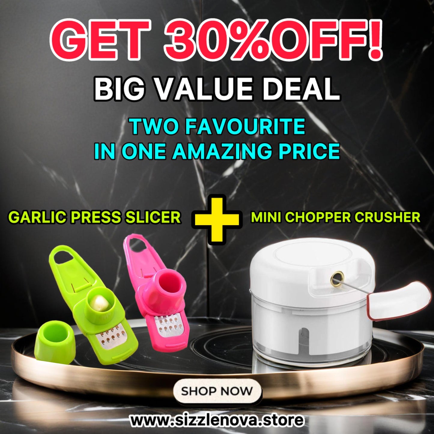 Combo Pack: Garlic Crusher & Mini Food Chopper – Multipurpose Kitchen Gadget