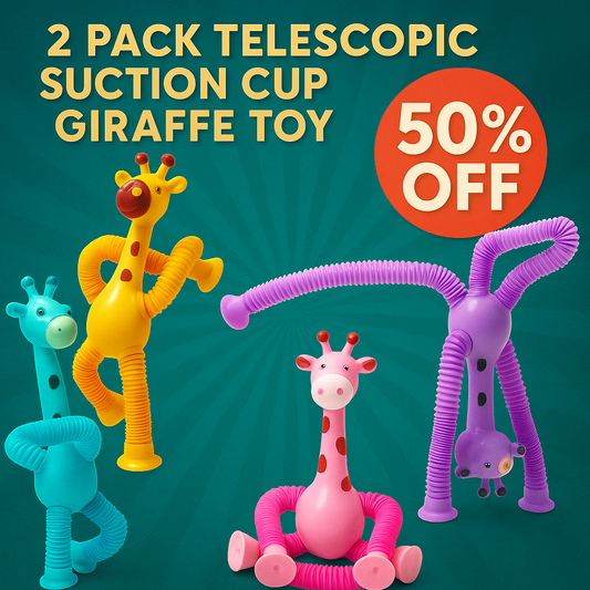 2 Pcs Telescopic Suction Cup Giraffe Toys