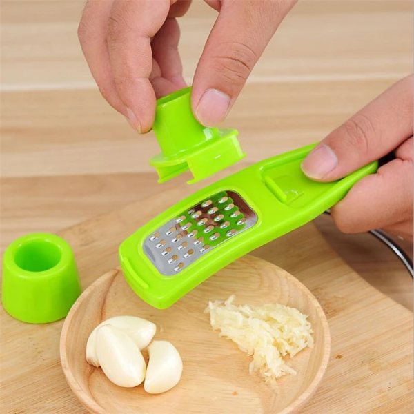 Garlic Press Grater Slicer | Multi-Use Plastic Grinding Tool